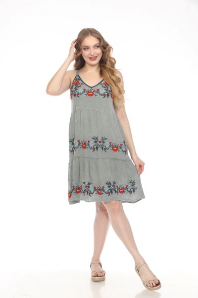 Tank Dress Green-Embroidery